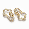 Brass Micro Pave Clear Cubic Zirconia Screw Carabiner Lock Charms ZIRC-T010-09-3