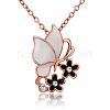 Elegant Real Rose Gold Plated Eco-Friendly Tin Alloy Czech Rhinestone Butterfly Necklaces For Women NJEW-BB13972-03-1